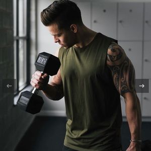 New Zyia Active Mens Olive Cutoff Split T